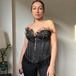 rare y2k victorias secret satin black corset